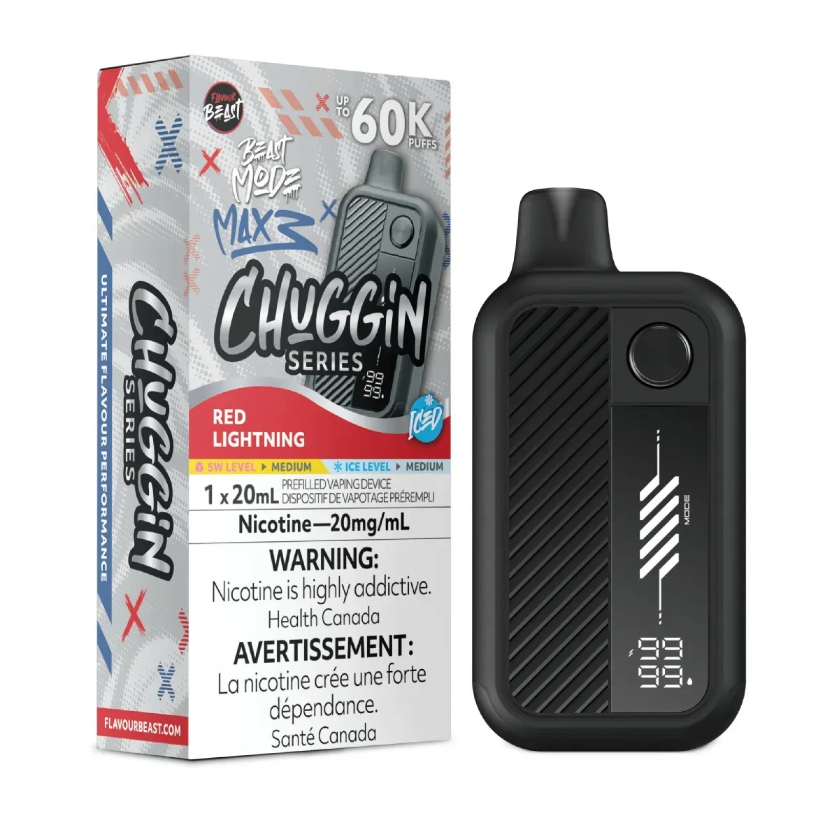 Chuggin' Red Lightning Iced - Flavour Beast Beast Mode Max 3 Disposable, Nicotine: 20mg