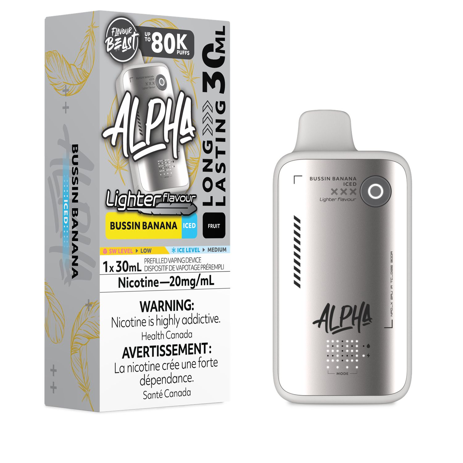 L. S. Bussin' Banana Iced - Flavour Beast Alpha Disposable, Nicotine: 20mg
