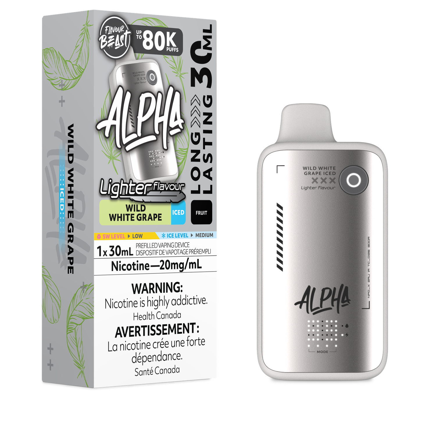 L. S. Wild White Grape Iced - Flavour Beast Alpha Disposable, Nicotine: 20mg