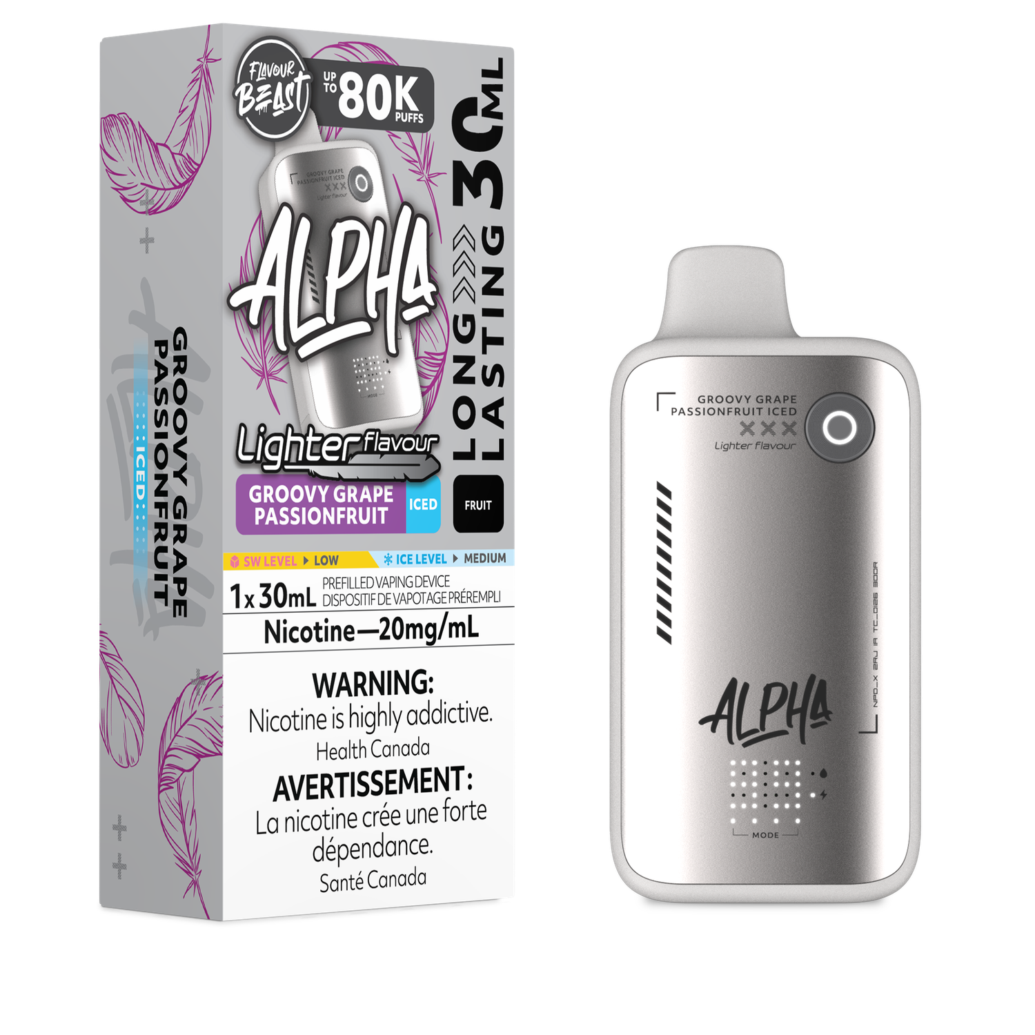 L. S. Groovy Grape Passionfruit Iced - Flavour Beast Alpha Disposable, Nicotine: 20mg