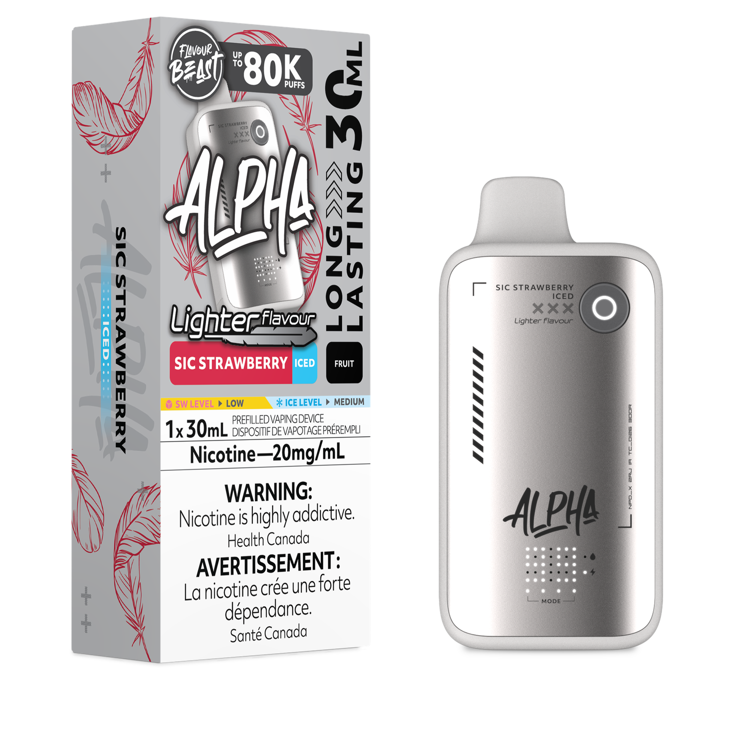L. S. Sic Strawberry Iced - Flavour Beast Alpha Disposable, Nicotine: 20mg