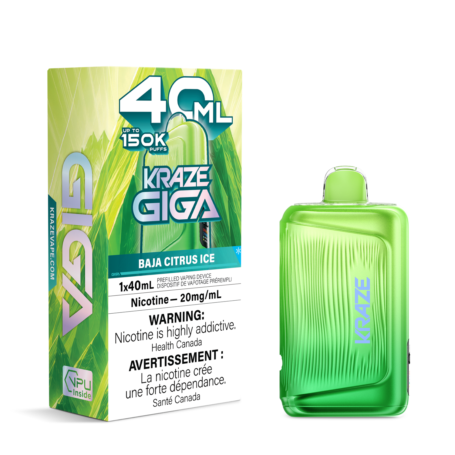 Baja Citrus Ice - Kraze Giga Disposable, Nicotine: 20mg