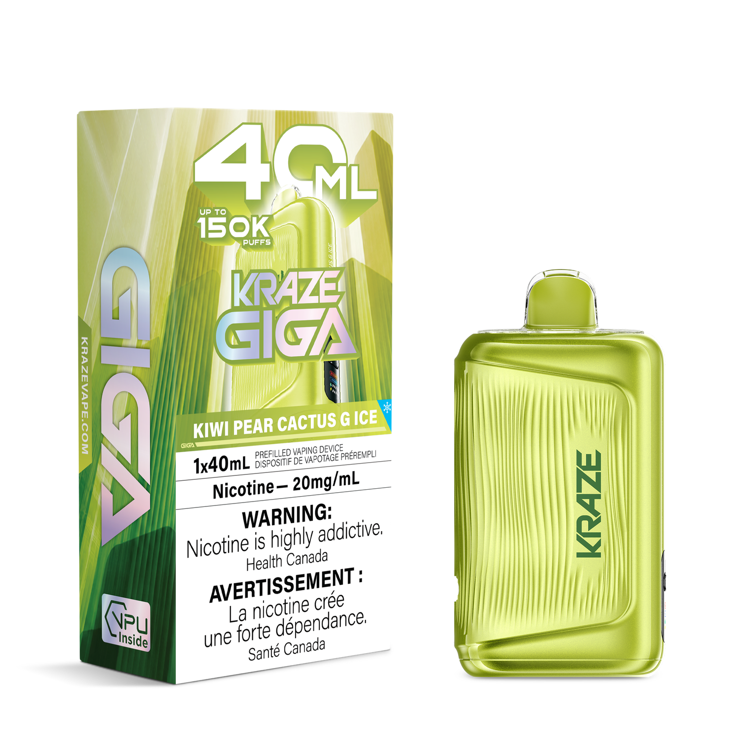 Kiwi Pear Cactus G Ice - Kraze Giga Disposable, Nicotine: 20mg