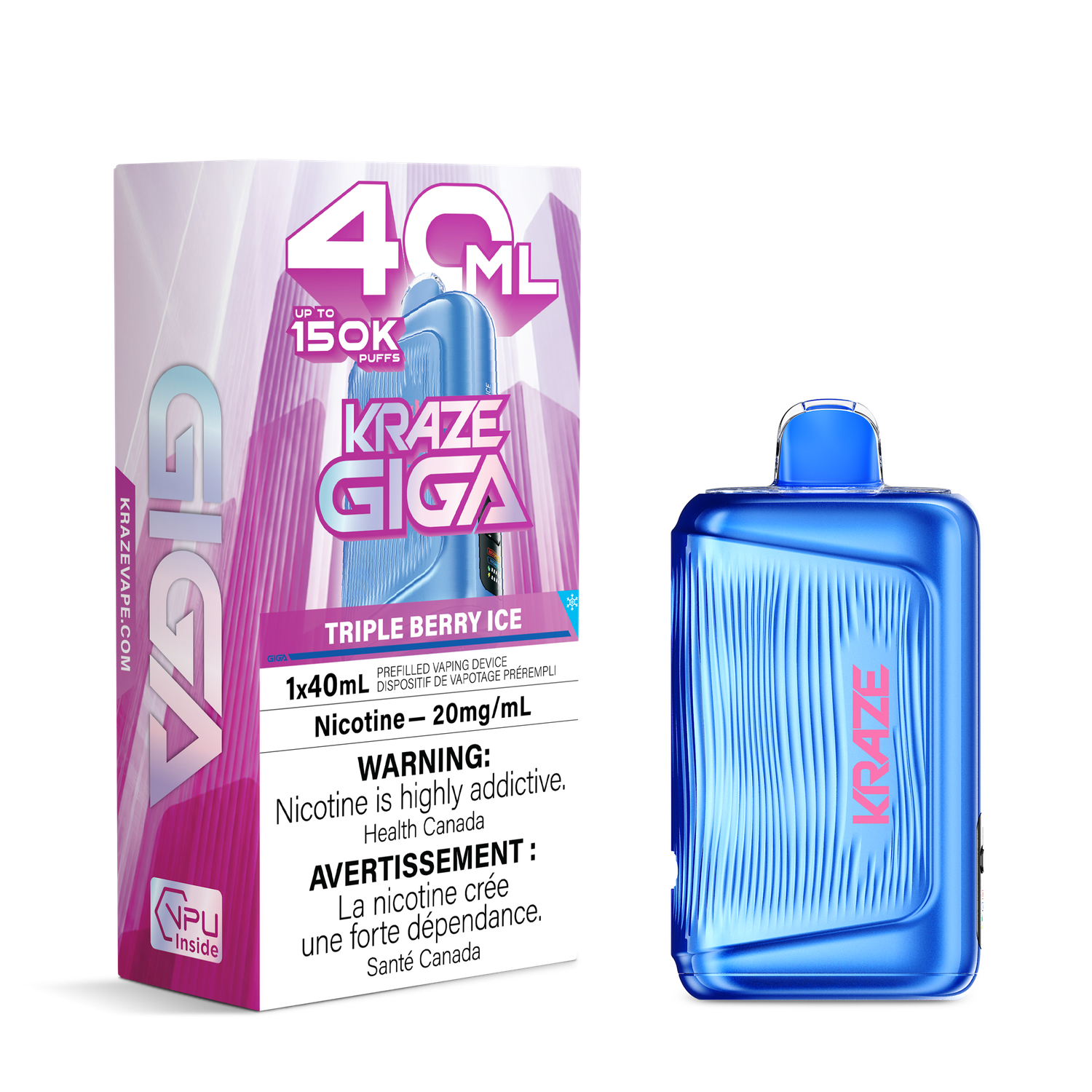 Triple Berry Ice - Kraze Giga Disposable, Nicotine: 20mg