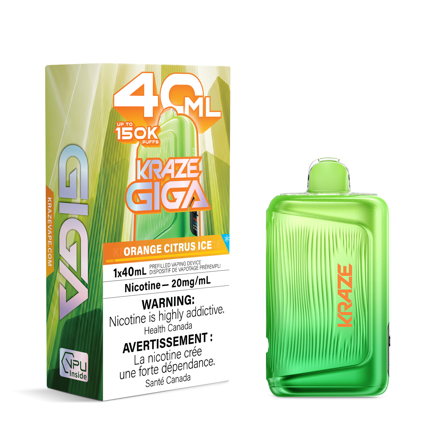 Orange Citrus Ice - Kraze Giga Disposable, Nicotine: 20mg