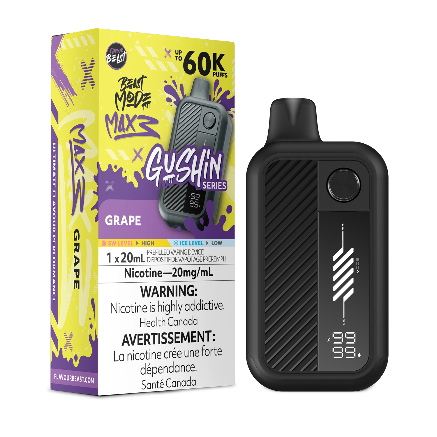 Gushin' Grape - Flavour Beast Beast Mode Max 3 Disposable, Nicotine: 20mg