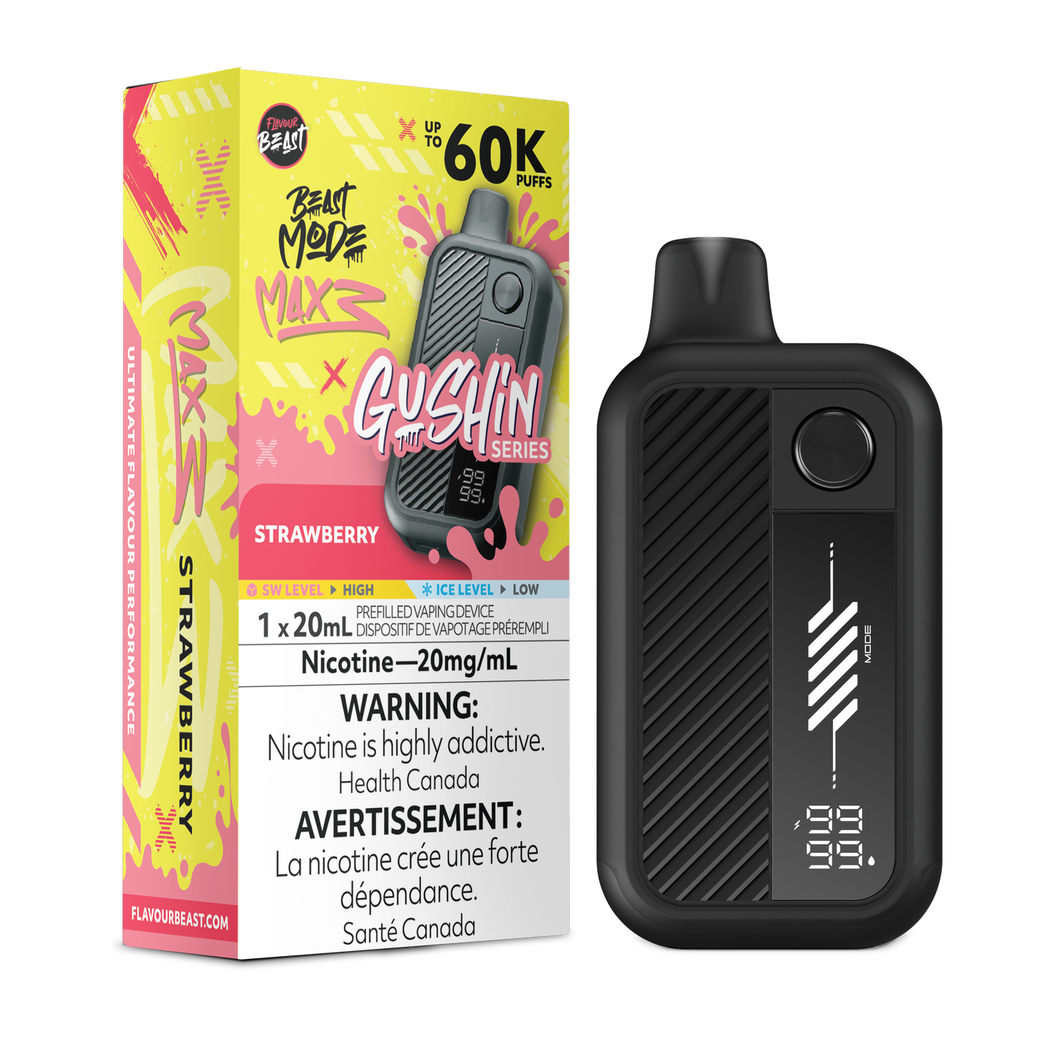 Gushin' Strawberry - Flavour Beast Beast Mode Max 3 Disposable, Nicotine: 20mg