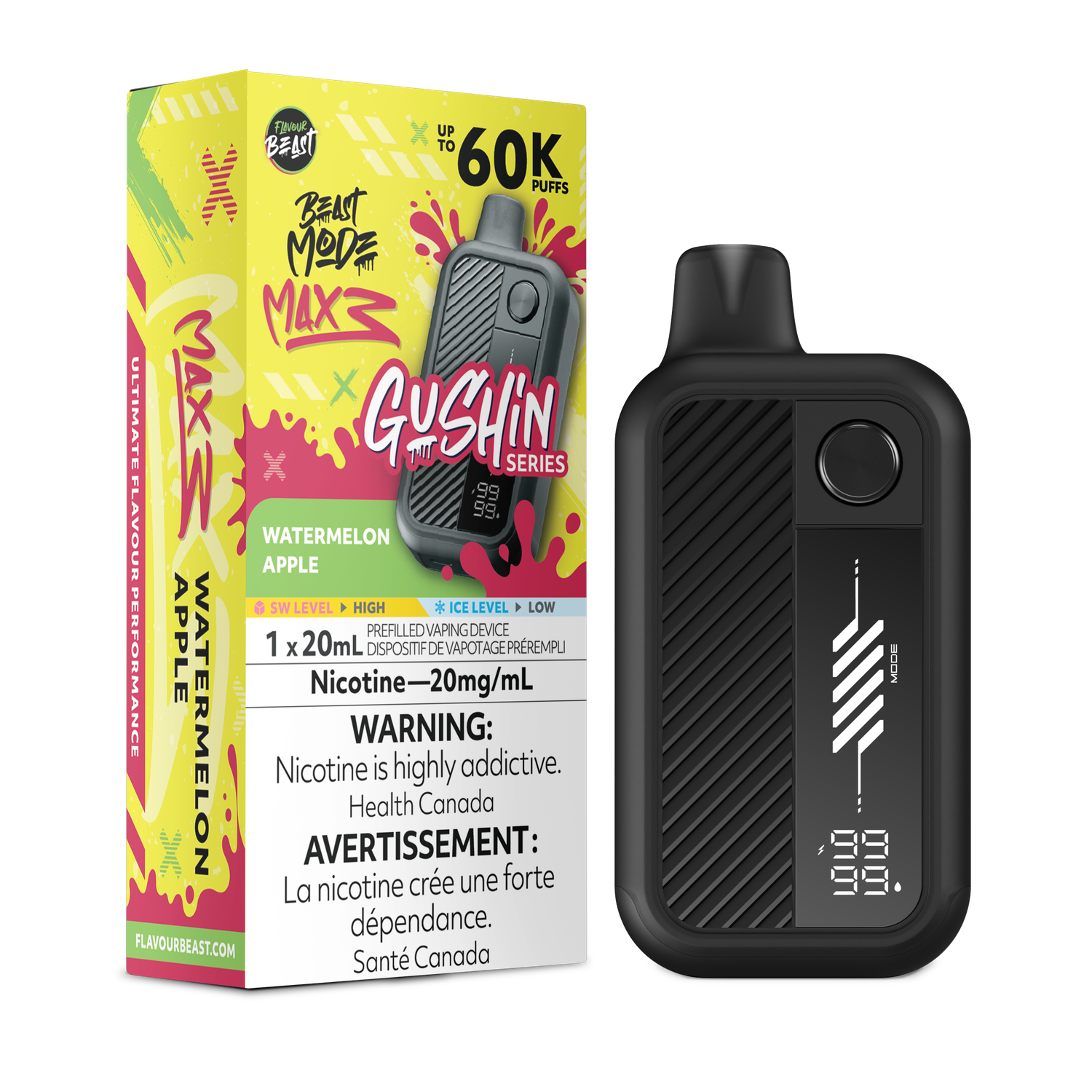 Gushin' Watermelon Apple - Flavour Beast Beast Mode Max 3 Disposable, Nicotine: 20mg