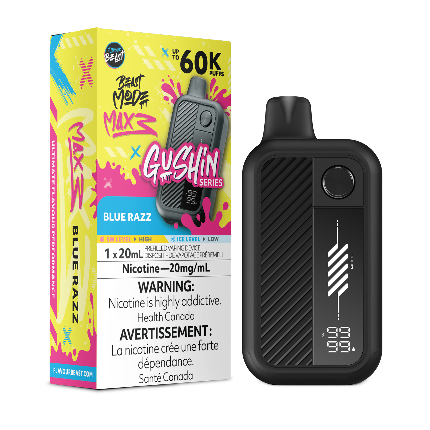 Gushin' Blue Razz - Flavour Beast Beast Mode Max 3 Disposable, Nicotine: 20mg