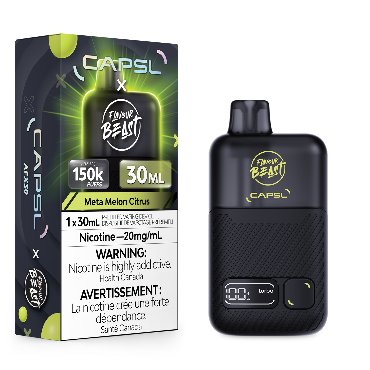 Meta Melon Citrus - Flavour Beast x CAPSL Disposable, Nicotine: 20mg