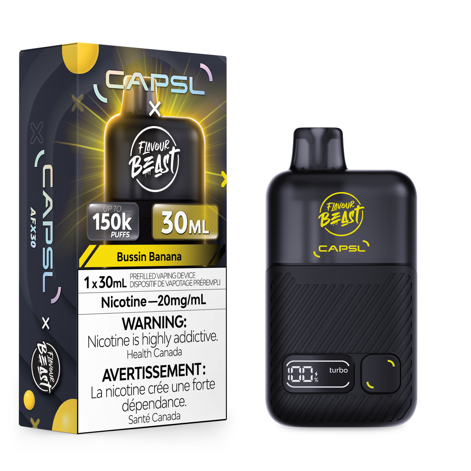 Bussin' Banana - Flavour Beast x CAPSL Disposable, Nicotine: 20mg