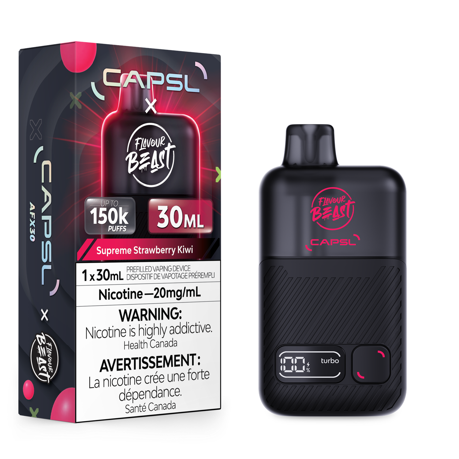 Supreme Strawberry Kiwi - Flavour Beast x CAPSL Disposable, Nicotine: 20mg