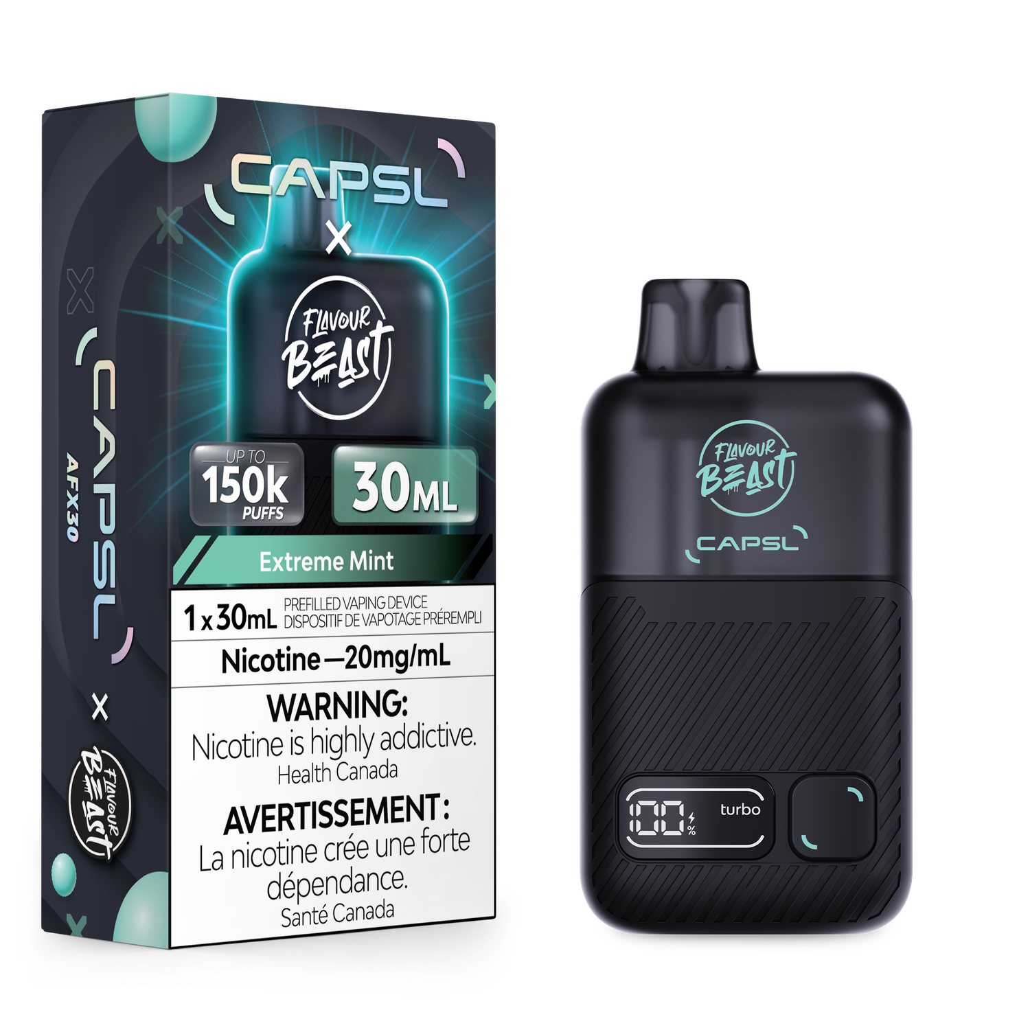 Extreme Mint Iced - Flavour Beast x CAPSL Disposable, Nicotine: 20mg