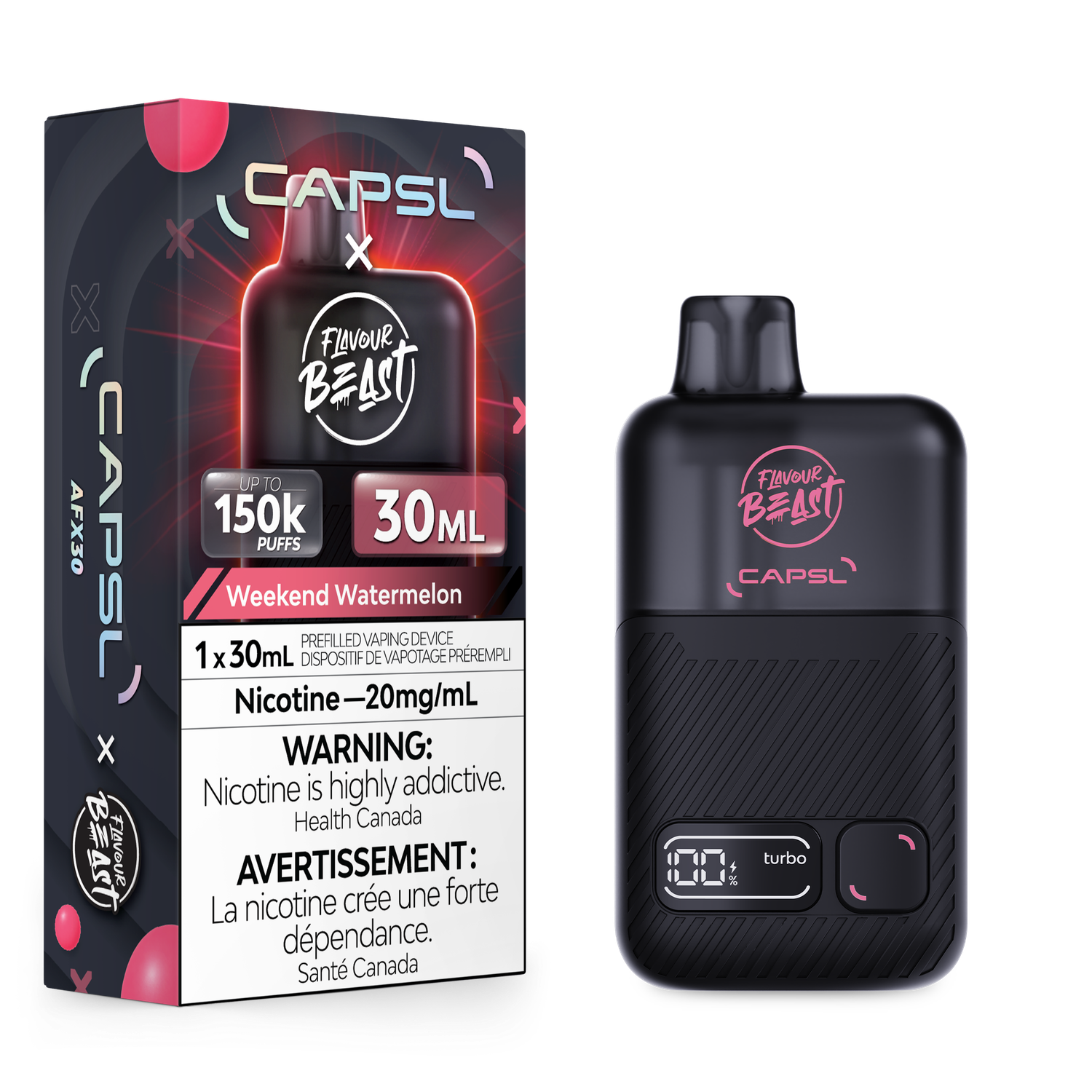 Weekend Watermelon - Flavour Beast x CAPSL Disposable, Nicotine: 20mg