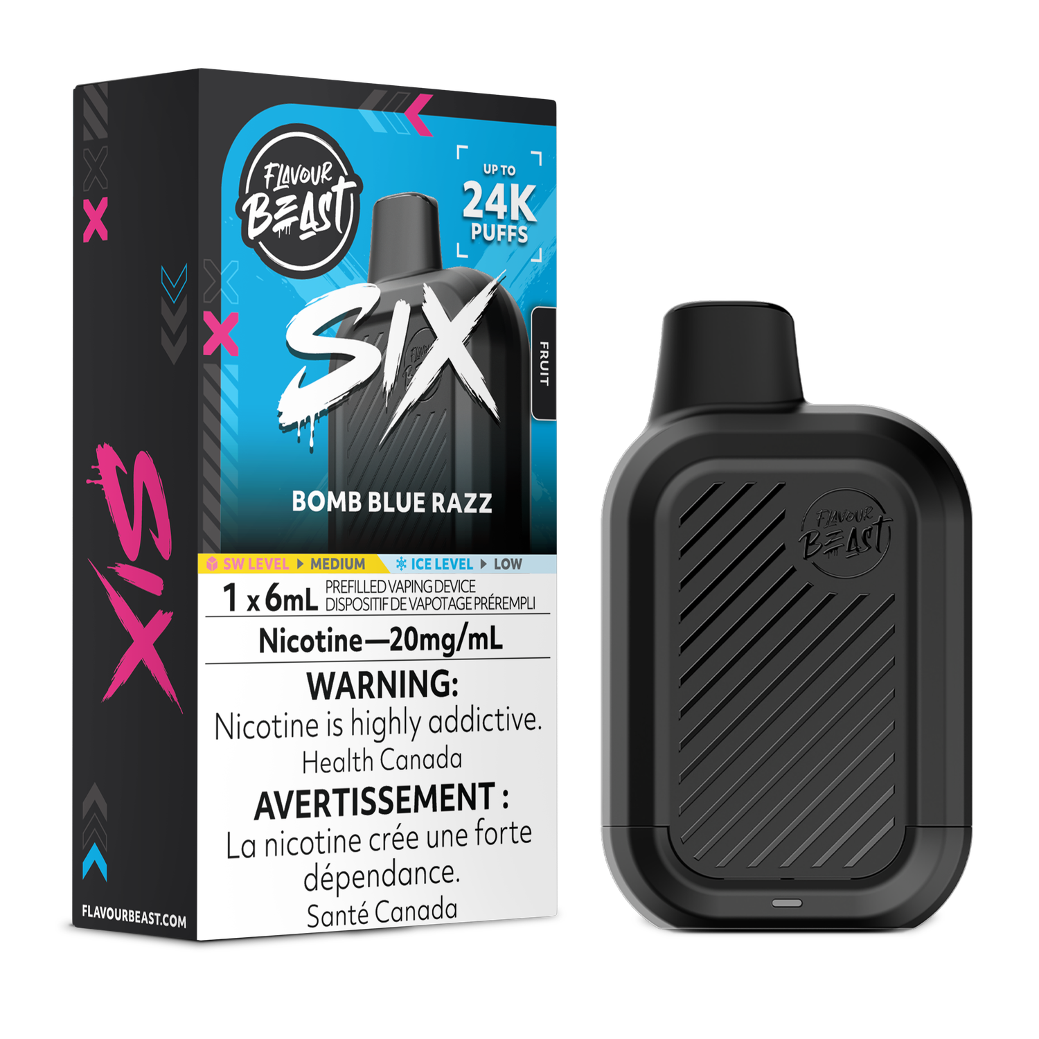 Bomb Blue Razz - Flavour Beast SIX Disposable, Nicotine: 20mg