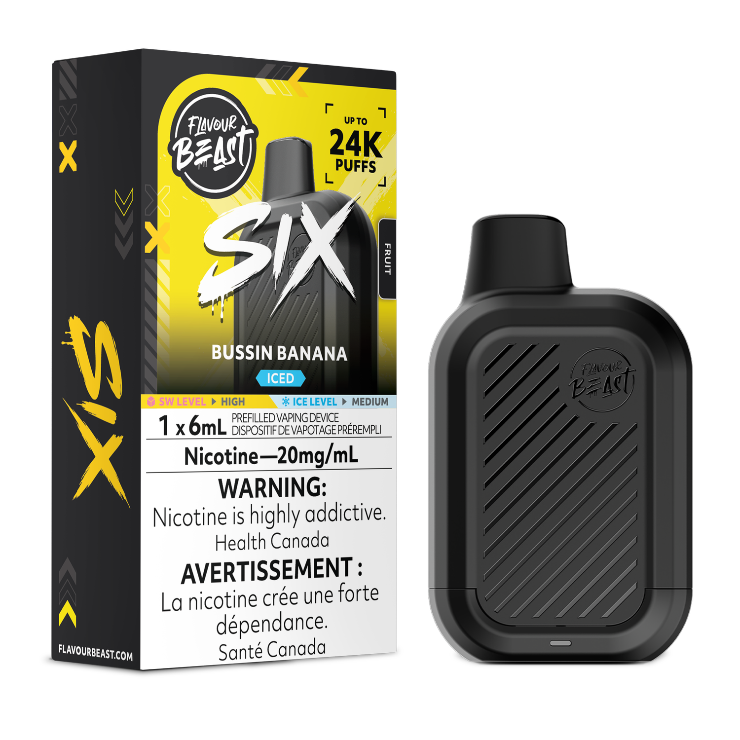 Bussin' Banana Iced - Flavour Beast SIX Disposable, Nicotine: 20mg