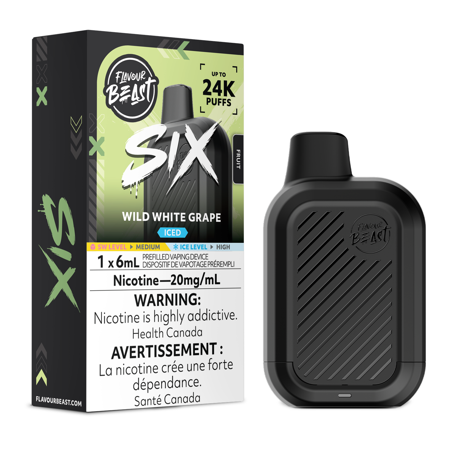 Wild White Grape Iced - Flavour Beast SIX Disposable, Nicotine: 20mg