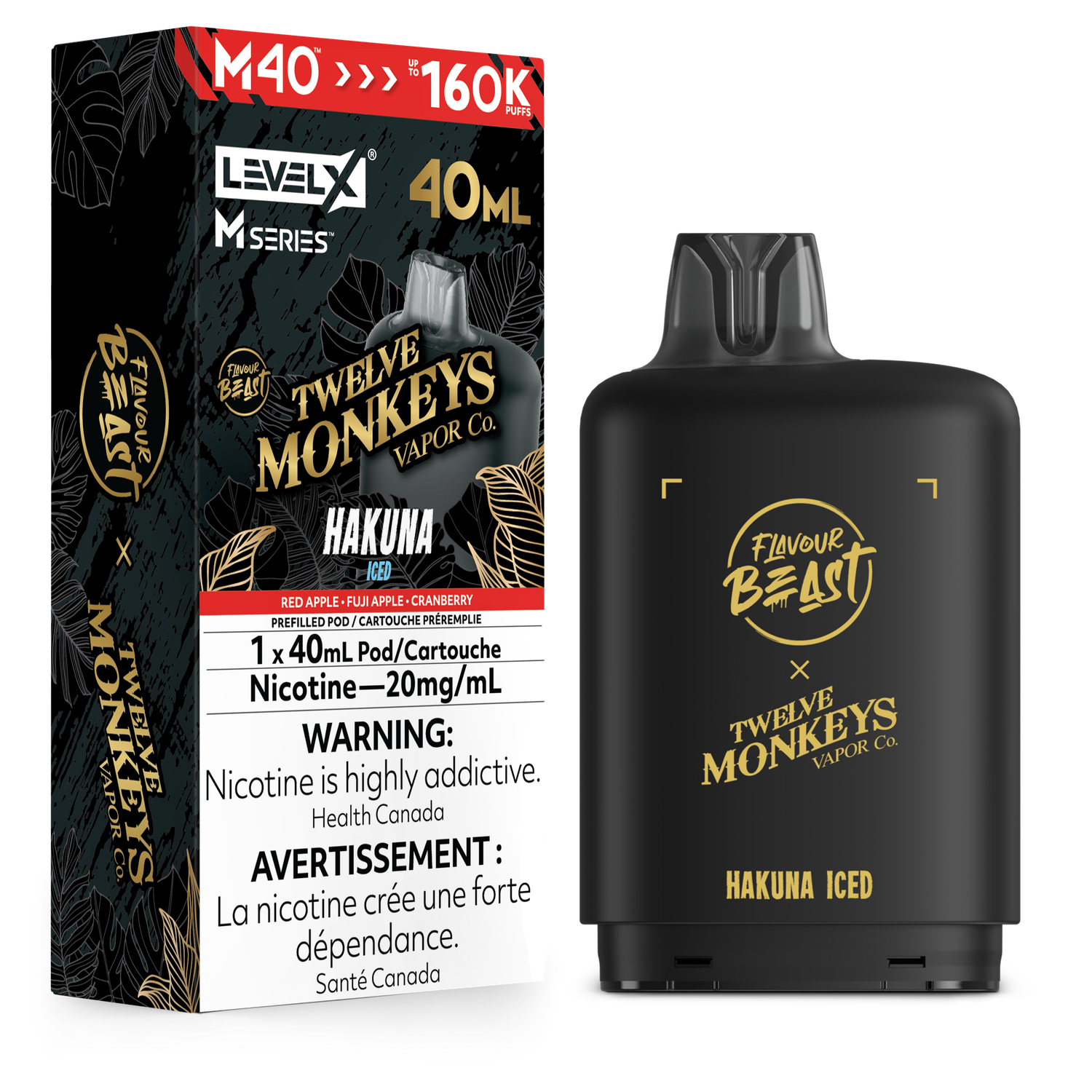 Hakuna Iced Flavour Beast x Twelve Monkeys Level X M40 Series Pod, Nicotine: 20mg