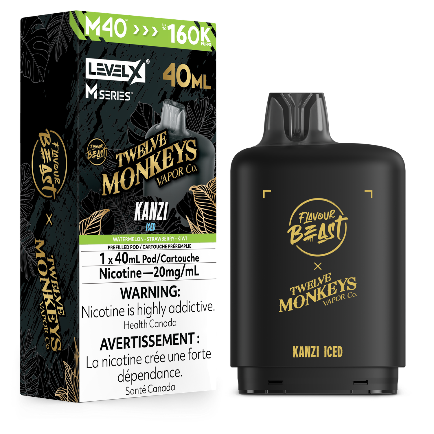 Kanzi Iced Flavour Beast x Twelve Monkeys Level X M40 Series Pod, Nicotine: 20mg