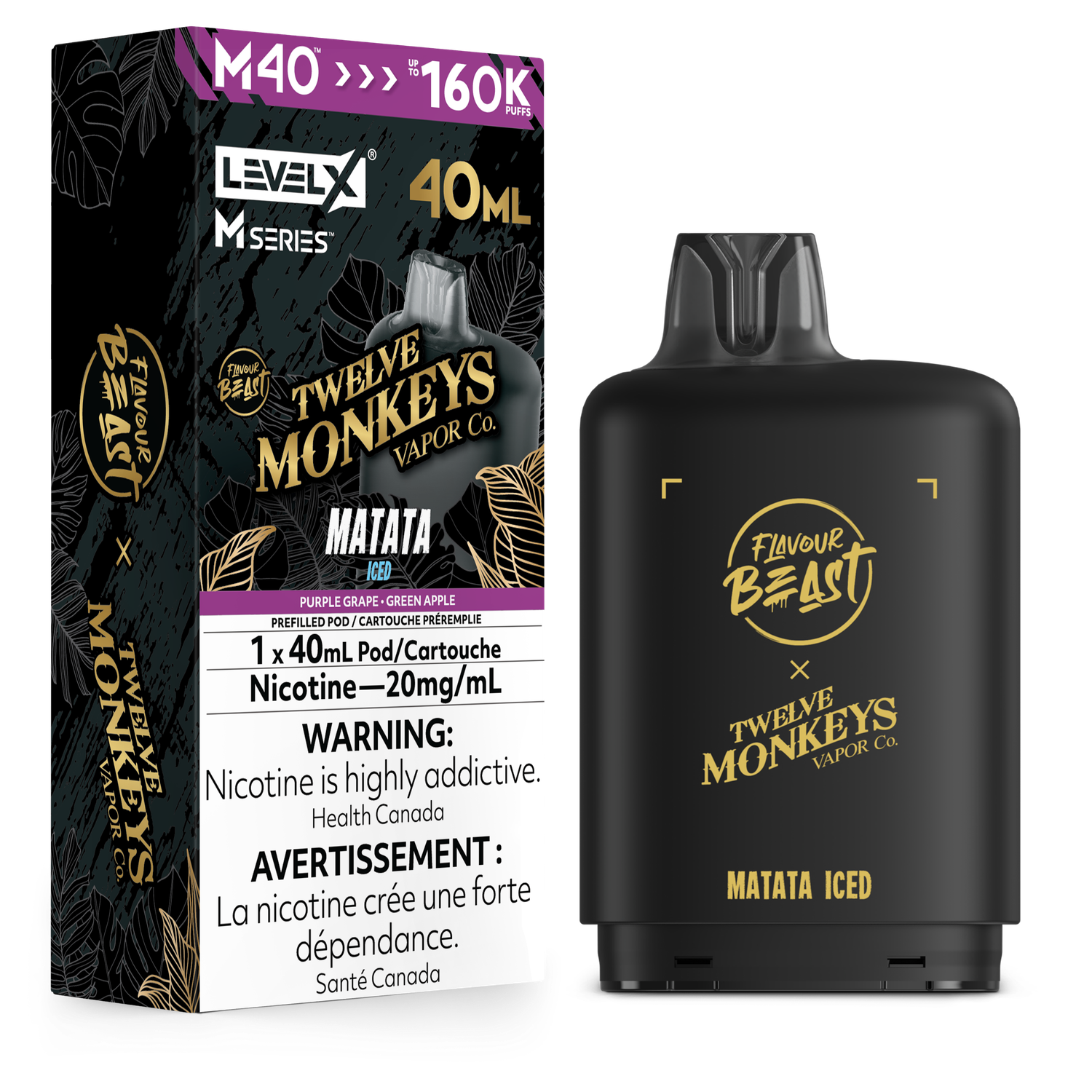 Matata Iced Flavour Beast x Twelve Monkeys Level X M40 Series Pod, Nicotine: 20mg