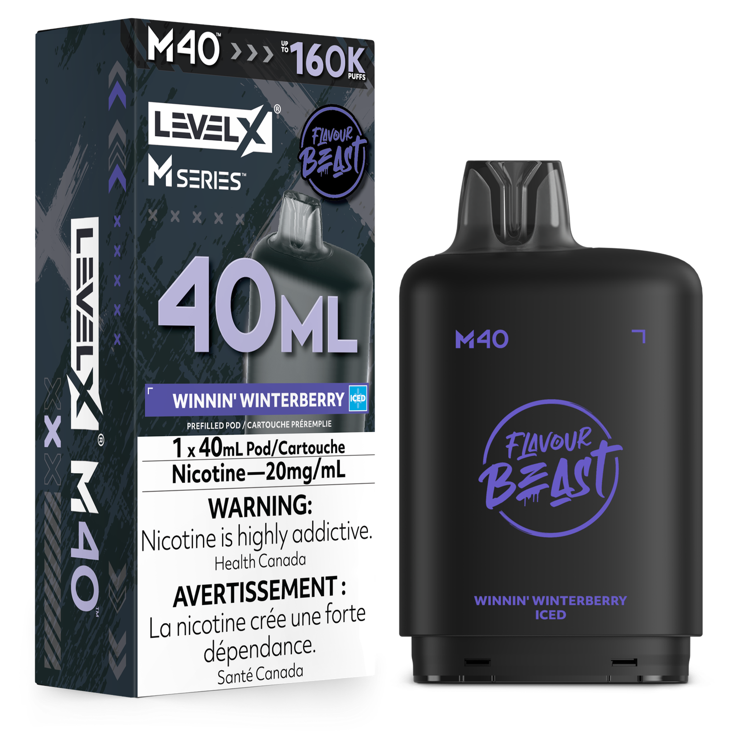 Winnin' Winterberry Iced Flavour Beast Level X M40 Series Pod, Nicotine: 20mg
