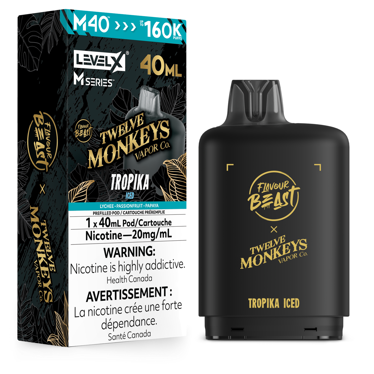 Tropika Iced Flavour Beast x Twelve Monkeys Level X M40 Series Pod, Nicotine: 20mg
