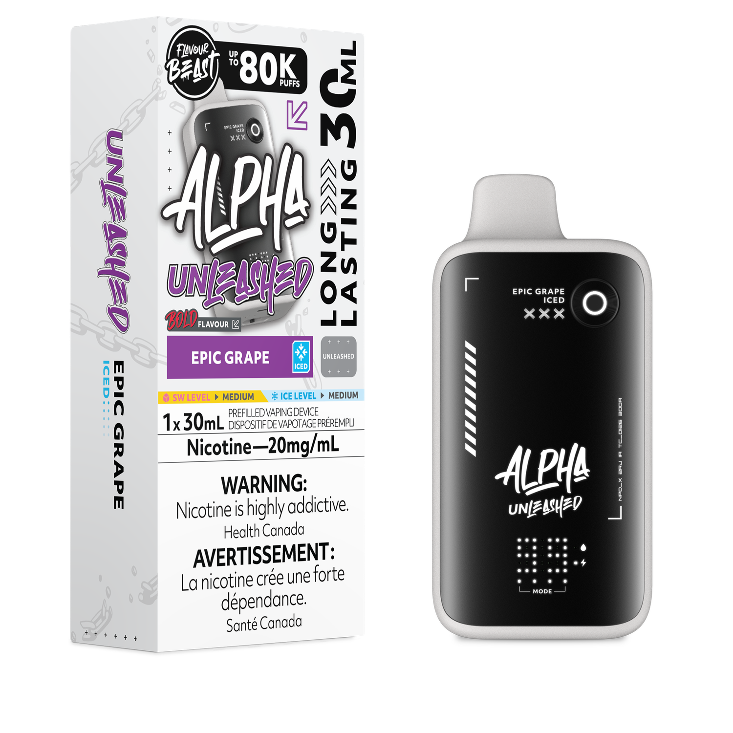 Epic Grape Iced - Flavour Beast Alpha Unleashed Disposable, Nicotine: 20mg
