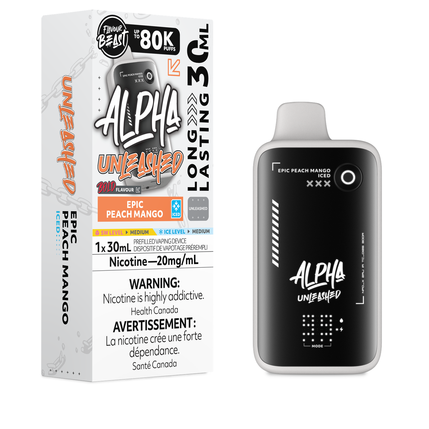Epic Peach Mango Iced - Flavour Beast Alpha Unleashed Disposable, Nicotine: 20mg