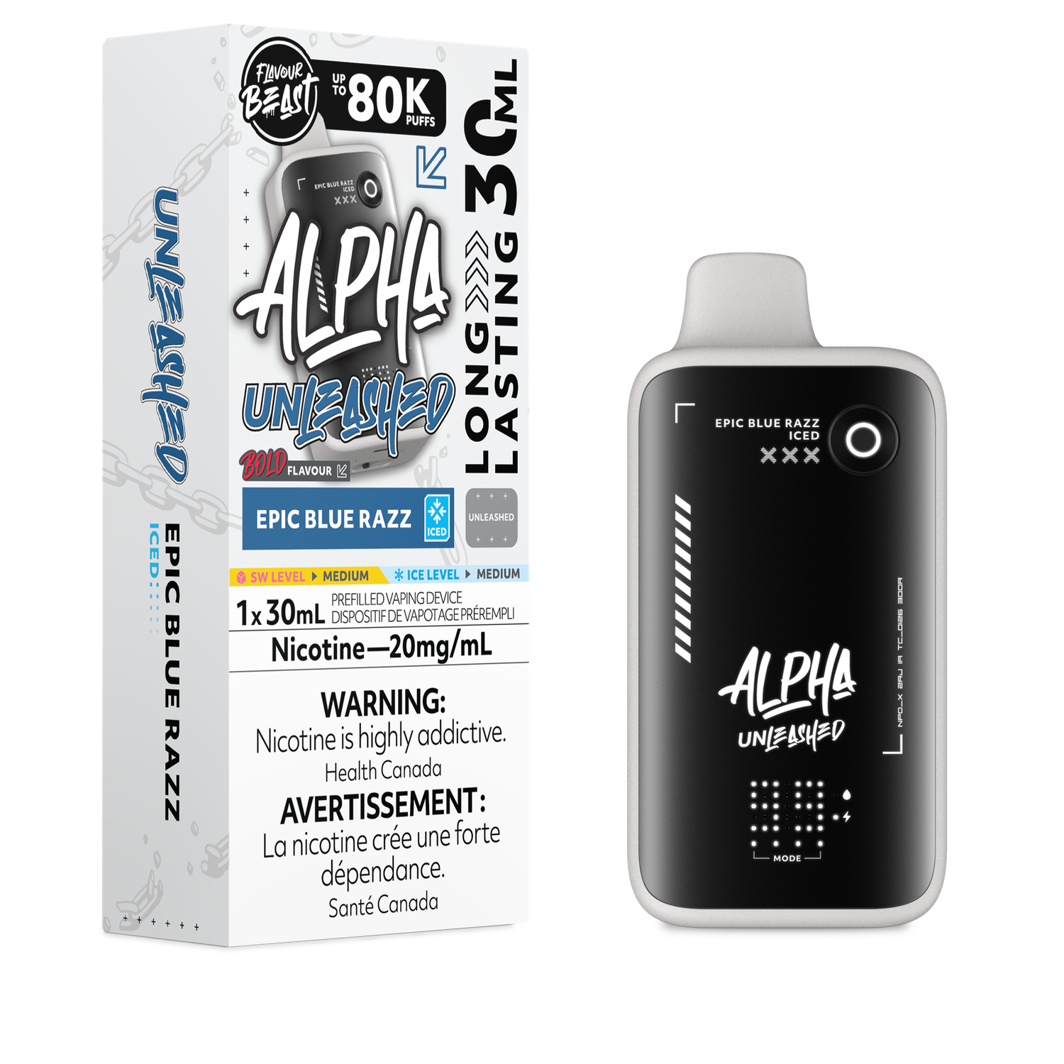 Epic Blue Razz Iced - Flavour Beast Alpha Unleashed Disposable, Nicotine: 20mg