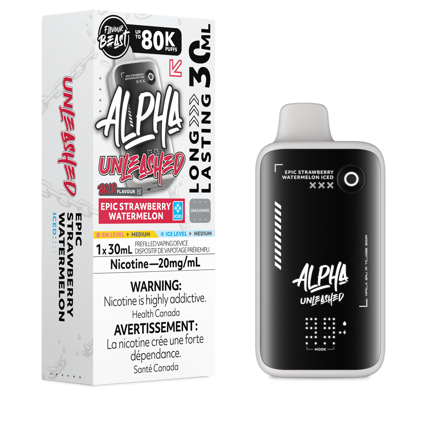 Epic Strawberry Watermelon Iced - Flavour Beast Alpha Unleashed Disposable, Nicotine: 20mg