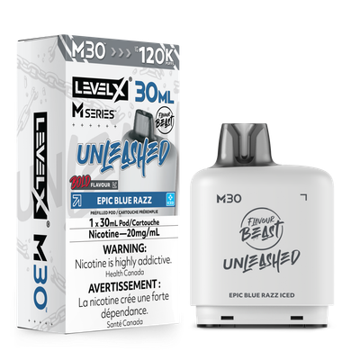 Epic Blue Razz Iced Flavour Beast Unleashed Level X M30 Series Pod