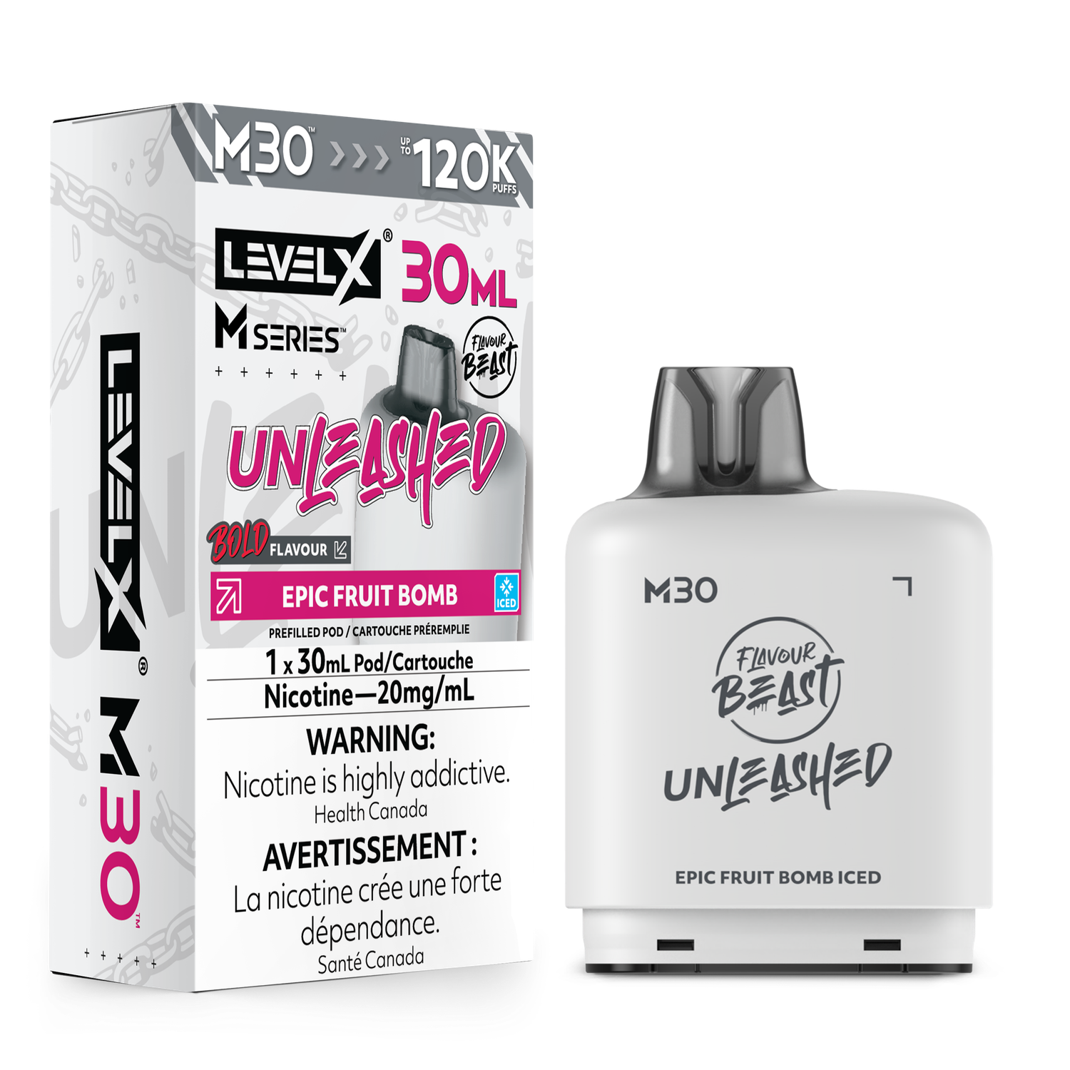 Epic Fruit Bomb Iced Flavour Beast Unleashed Level X M30 Series Pod, Nicotine: 20mg