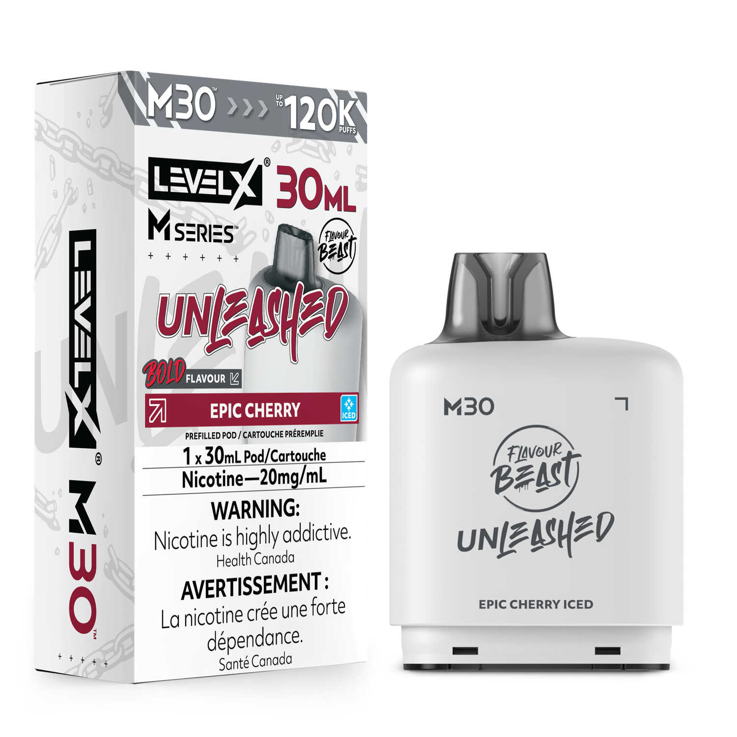 Epic Cherry Iced Flavour Beast Unleashed Level X M30 Series Pod, Nicotine: 20mg