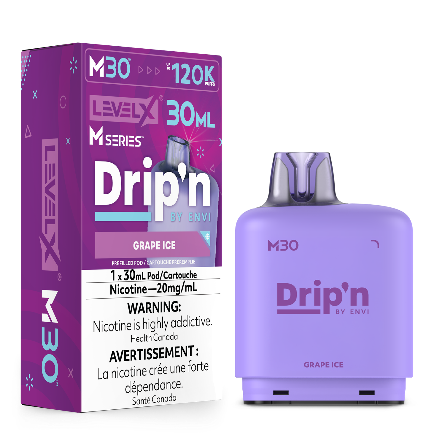 Grape Ice Drip'n Level X M30 Series Pod, Nicotine: 20mg