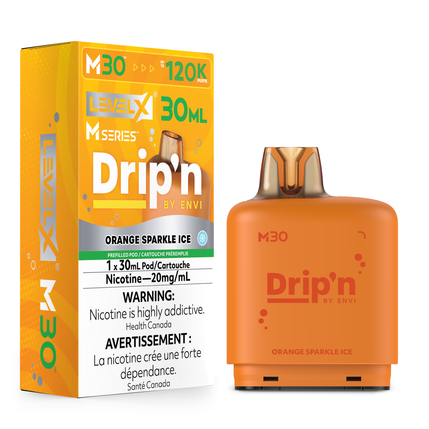 Orange Sparkle Ice Drip'n Level X M30 Series Pod, Nicotine: 20mg