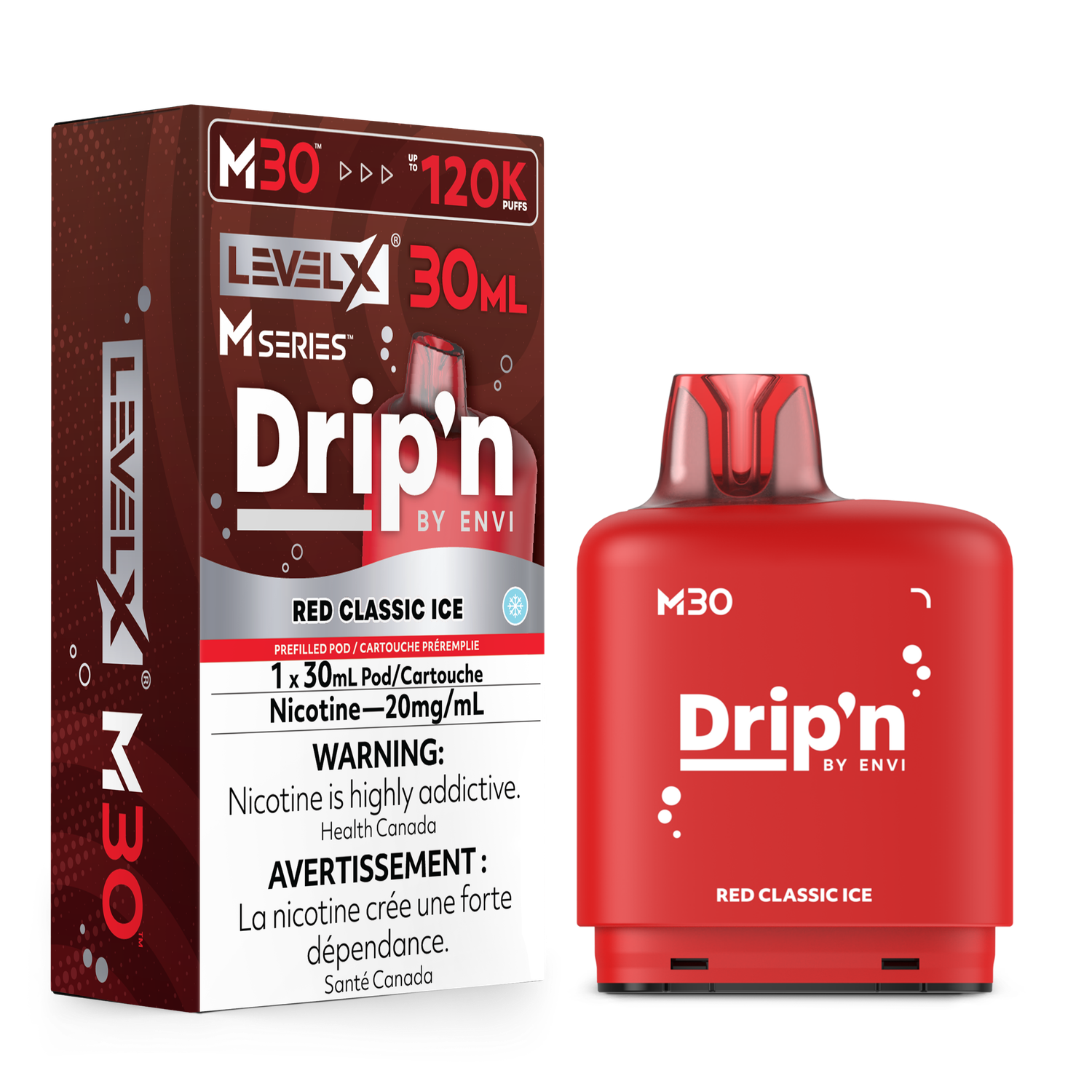 Red Classic Ice Drip'n Level X M30 Series Pod, Nicotine: 20mg