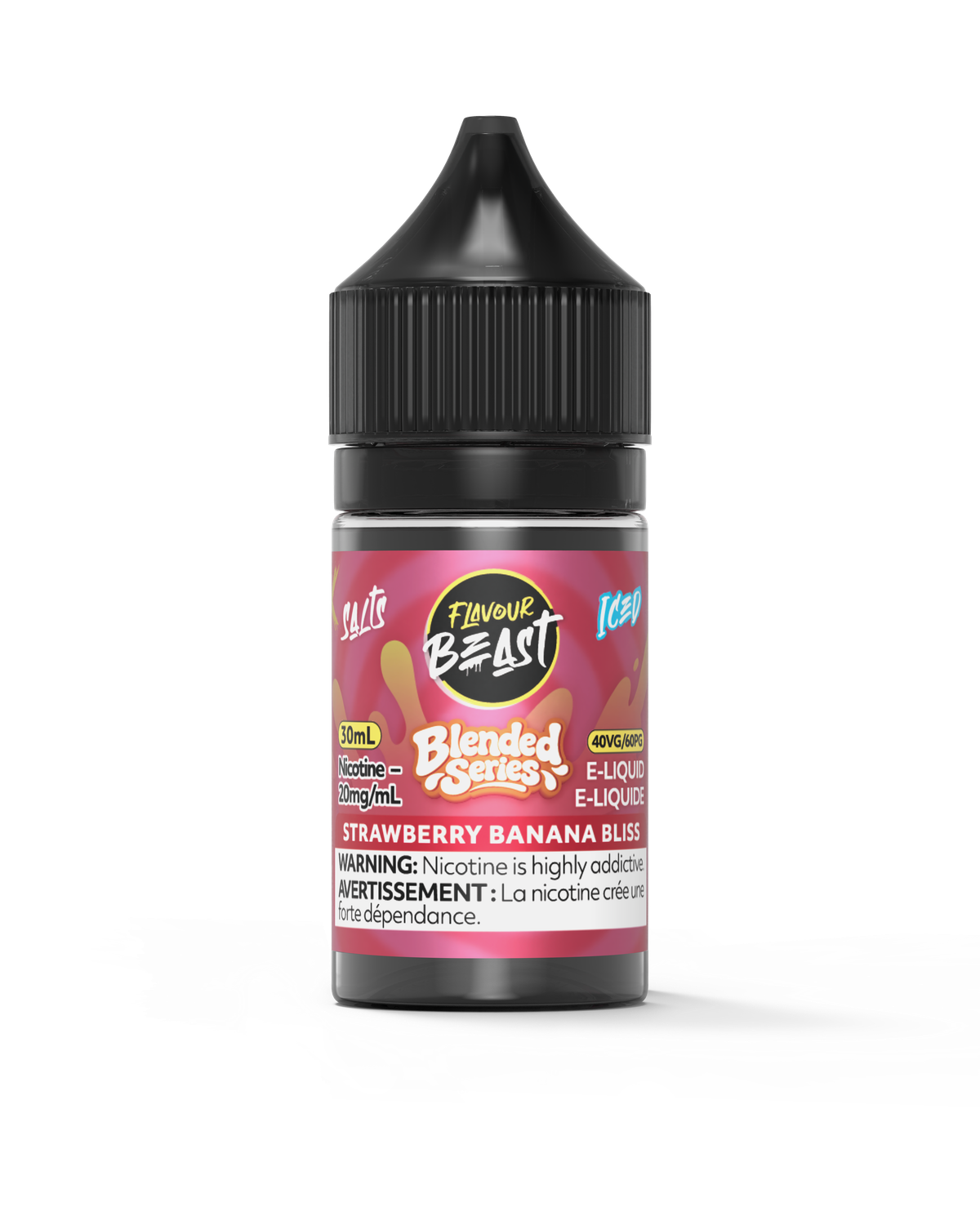 Blended Strawberry Banana Bliss Iced by Flavour Beast Salt, Nicotine: 20mg, Size: 30ml