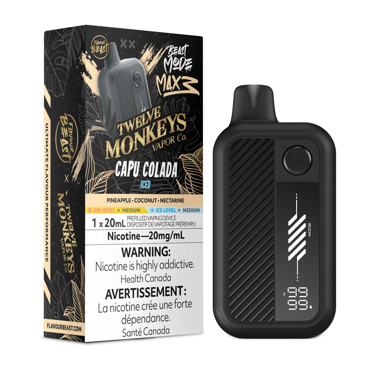 Capu Colada Iced - Flavour Beast Beast Mode Max 3 Disposable, Nicotine: 20mg