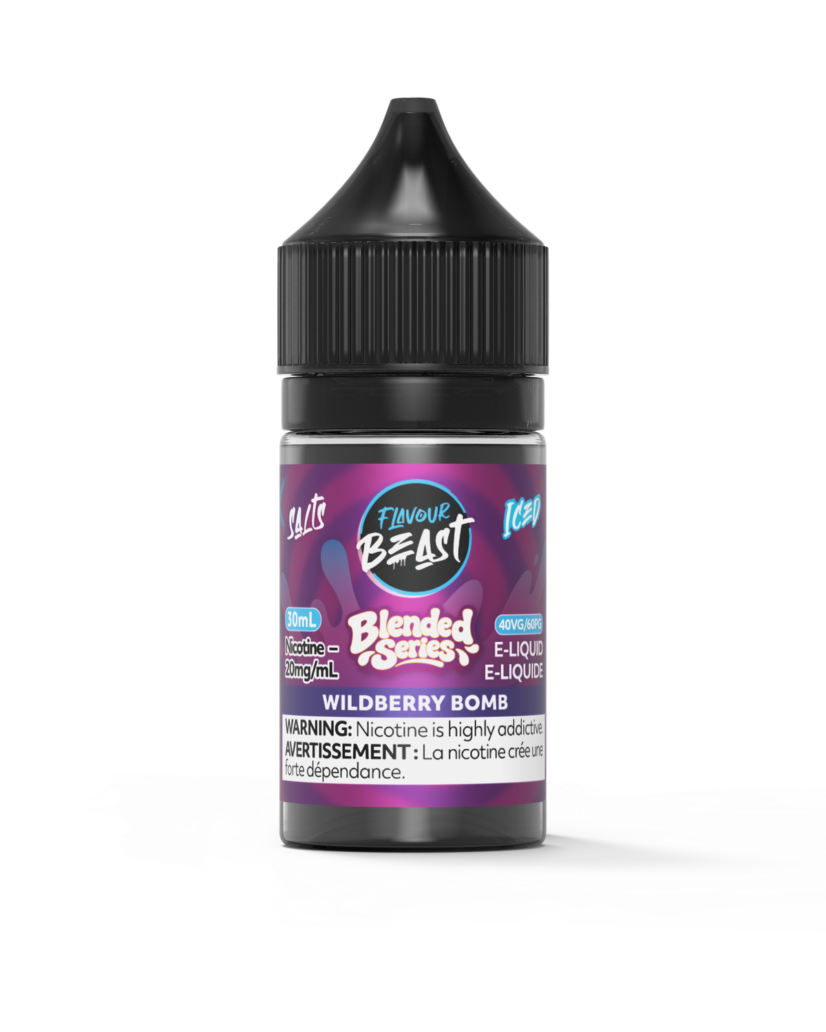 Blended Wildberry Bomb Iced by Flavour Beast Salt, Nicotine: 20mg, Size: 30ml