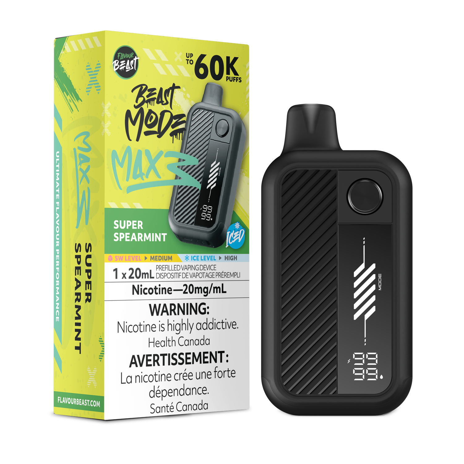 Super Spearmint Iced - Flavour Beast Beast Mode Max 3 Disposable, Nicotine: 20mg