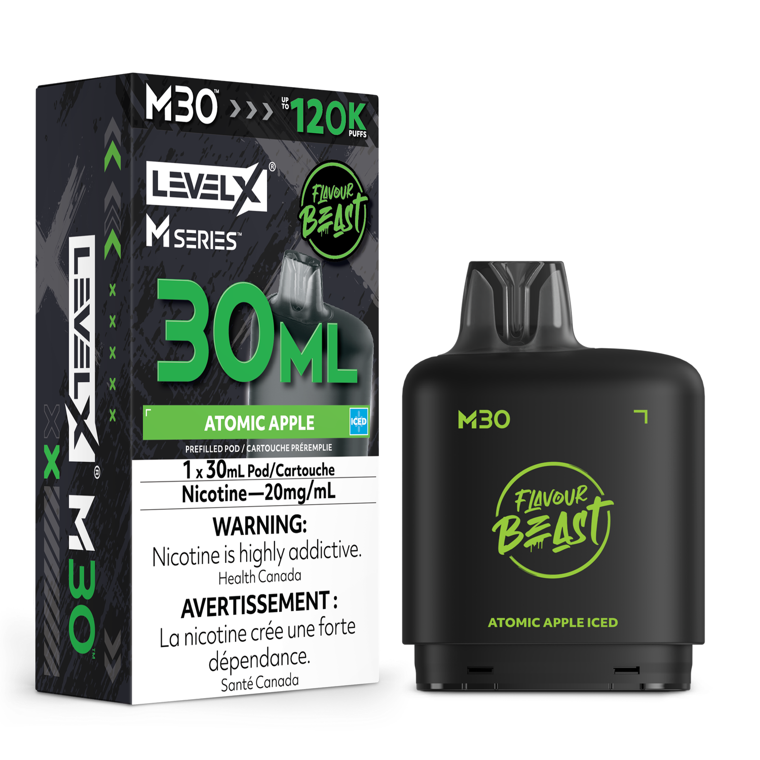 Atomic Apple Iced Flavour Beast Level X M30 Series Pod, Nicotine: 20mg