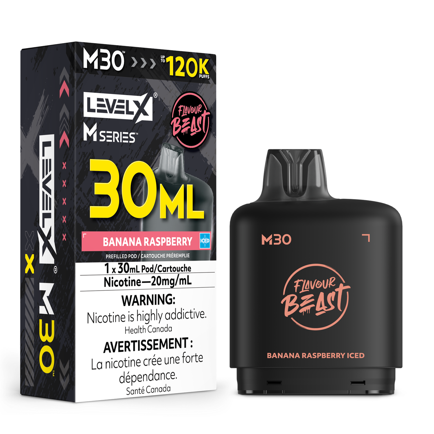 Banana Raspberry Iced Flavour Beast Level X M30 Series Pod, Nicotine: 20mg