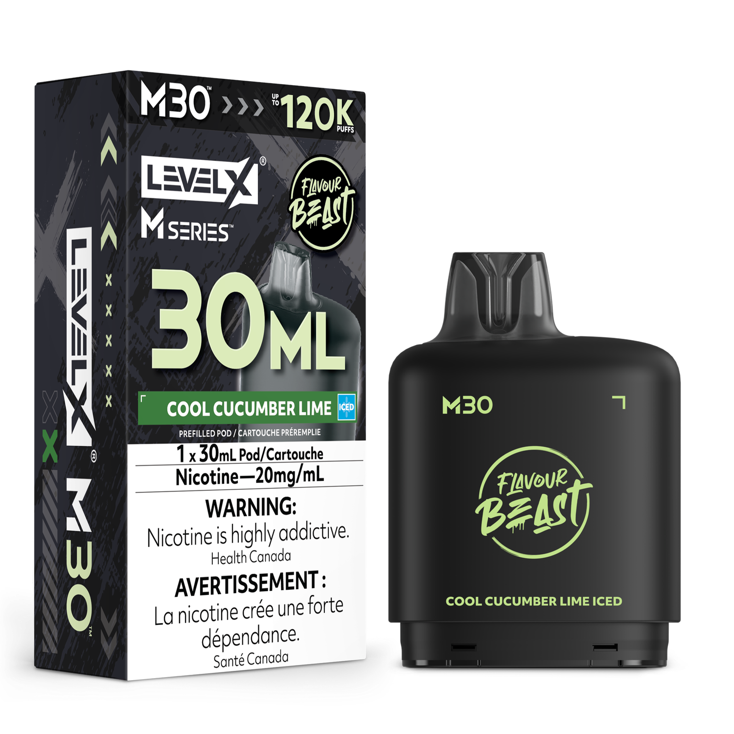 Cool Cucumber Lime Iced Flavour Beast Level X M30 Series Pod, Nicotine: 20mg