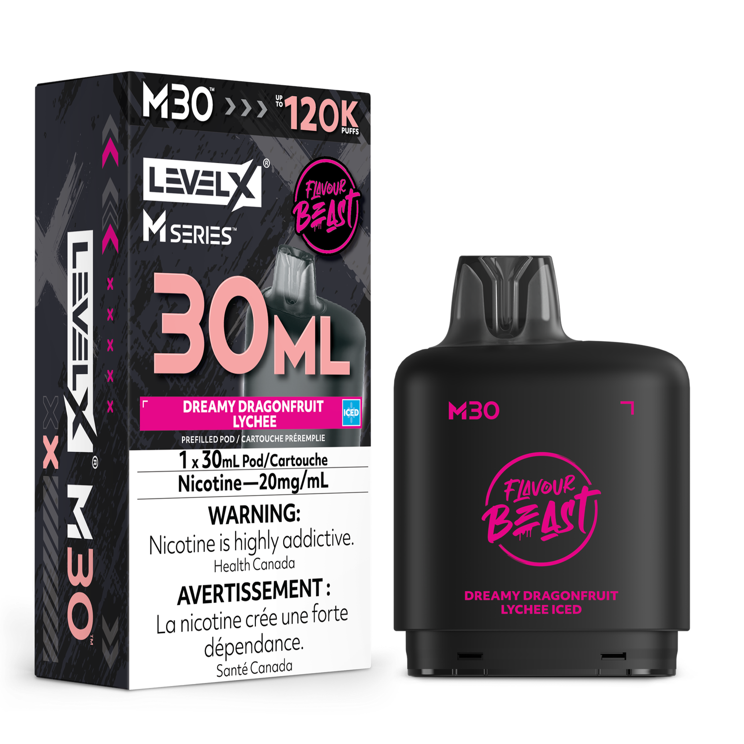 Dreamy Dragonfruit Lychee Iced Flavour Beast Level X M30 Series Pod, Nicotine: 20mg