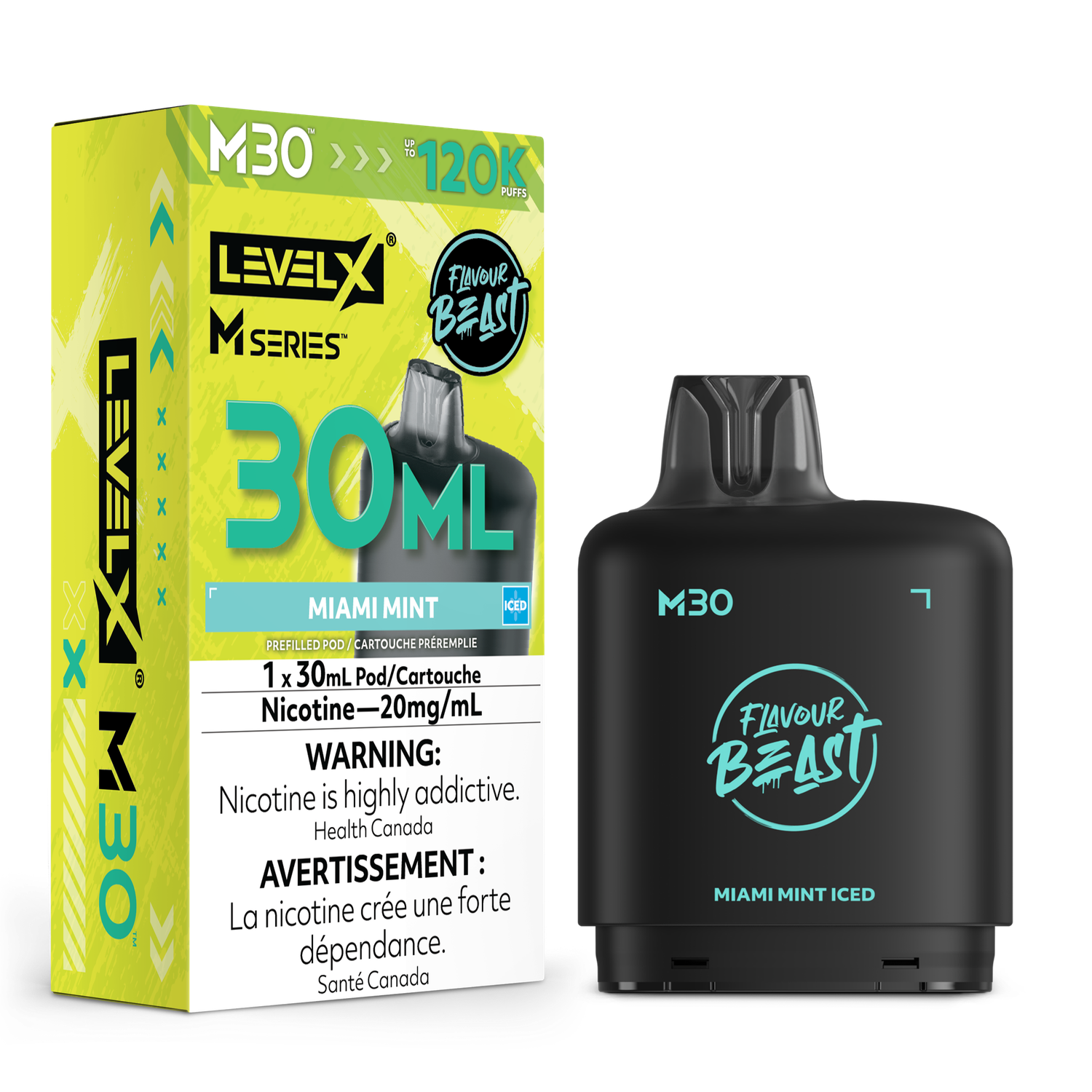 Miami Mint Iced Flavour Beast Level X M30 Series Pod, Nicotine: 20mg