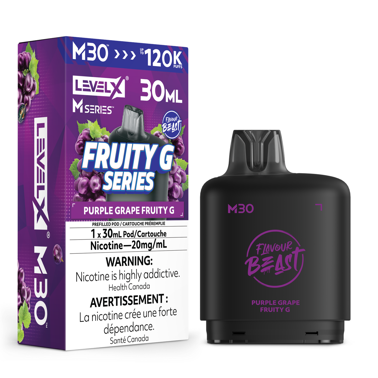 Purple Grape Fruity G Flavour Beast Level X M30 Series Pod, Nicotine: 20mg