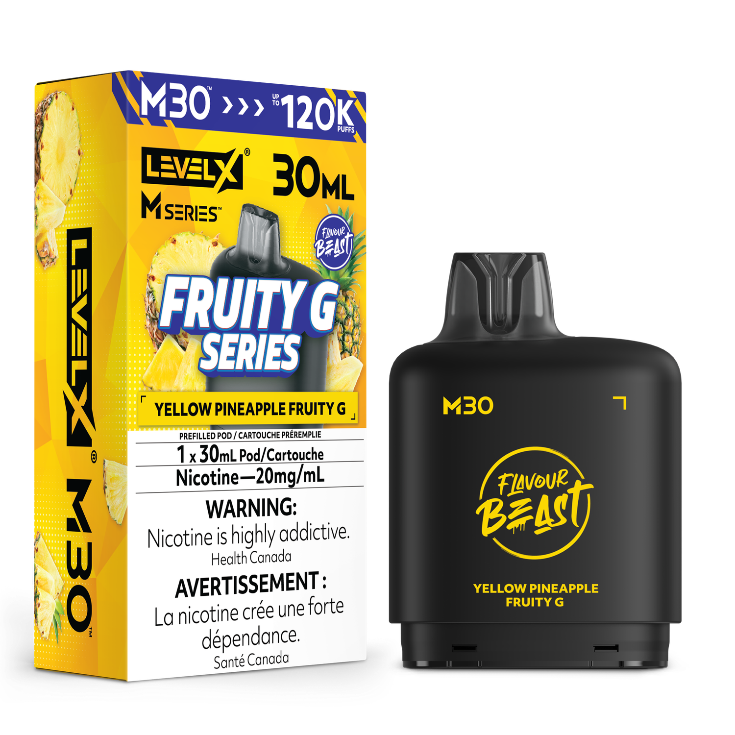 Yellow Pineapple Fruity G Flavour Beast Level X M30 Series Pod, Nicotine: 20mg