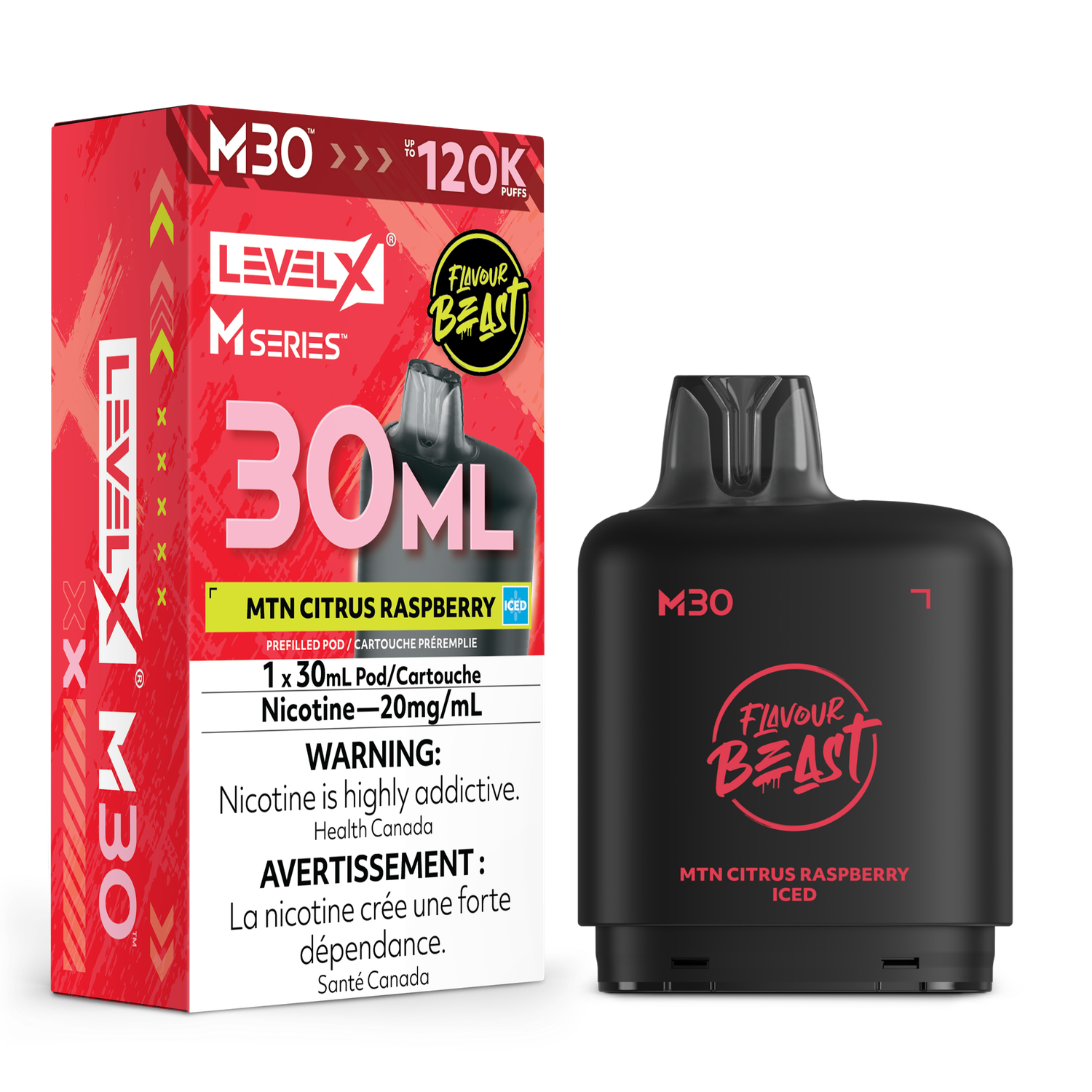 MTN Citrus Raspberry Iced Flavour Beast Level X M30 Series Pod, Nicotine: 20mg