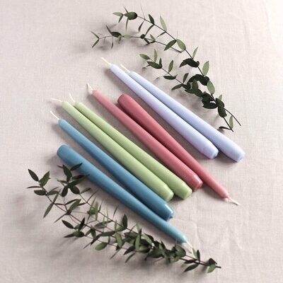 Tall Taper Candles | Lilac Pink Green Blue
