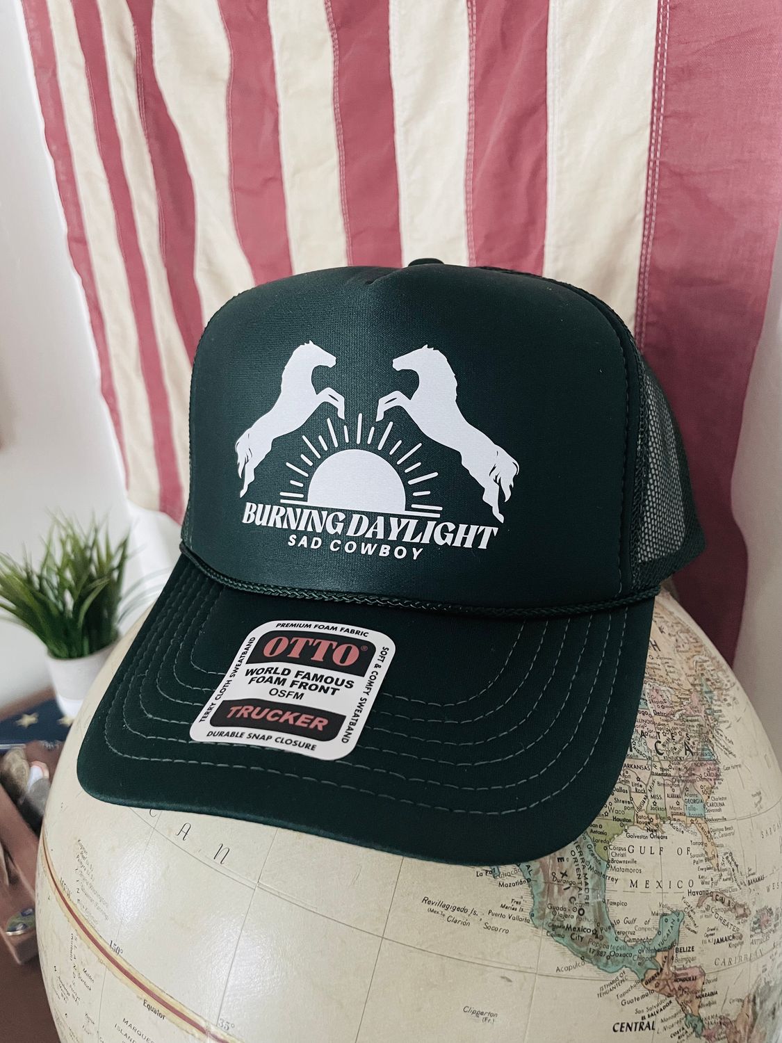 &quot;Burning Daylight&quot; OTTO Trucker Hat (DARK GREEN)